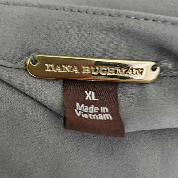 Dana Buchman Pleated Blouse – Charcoal Gray Split Neck - Career Chic Casual - Picture 2 of 6